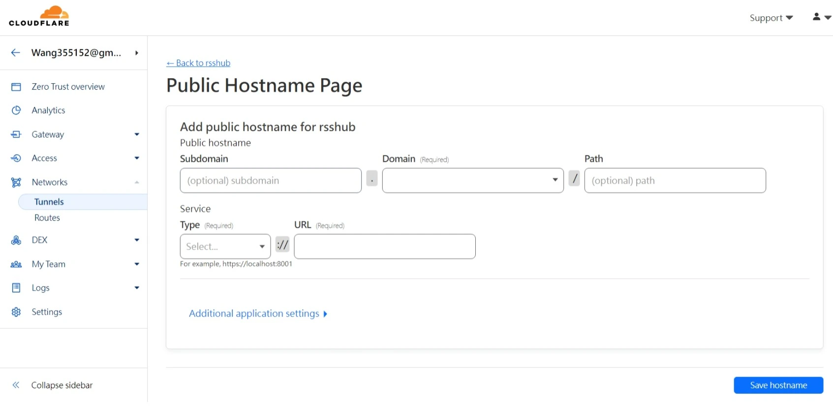 Cloudflare Public Hostname Page